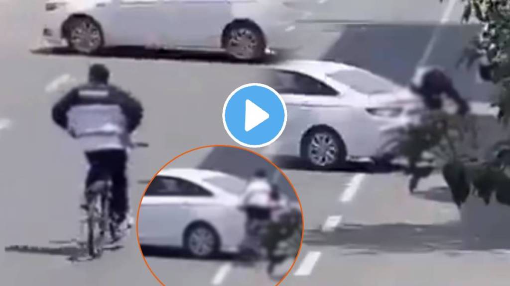 cyclist hand stuck in jacket when car came in front and then unecpected accident happend shocking accident video viral