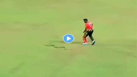 Cricket Player Luckily Escaped After Timely Spotting Snake on Field in LPL 2023 video is getting viral on social media