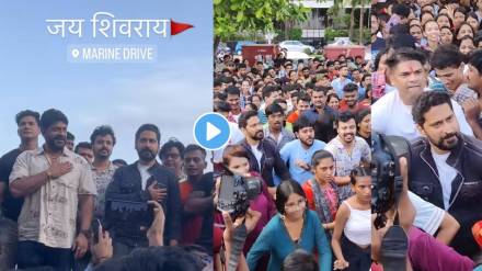 subhedar movie actors visit marine drive and dances on movie song video viral