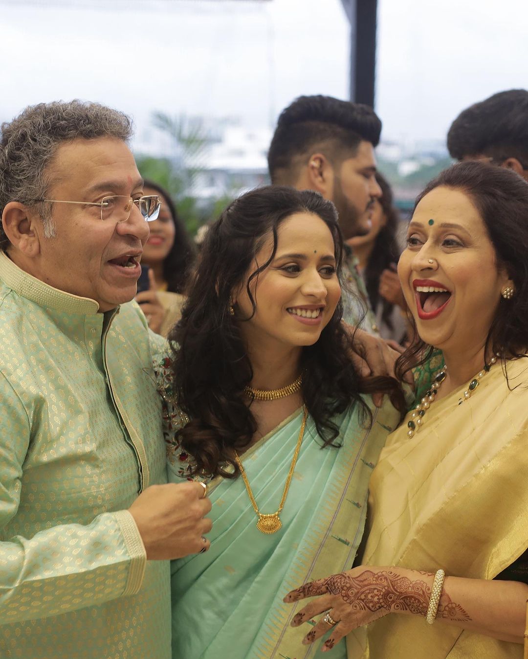 swanandi tikekar shared her mother in law and father in law photos from her engagement ceremony