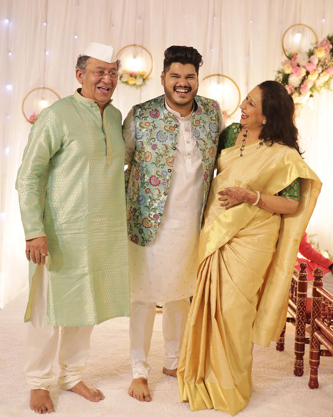 swanandi tikekar shared her mother in law and father in law photos from her engagement ceremony