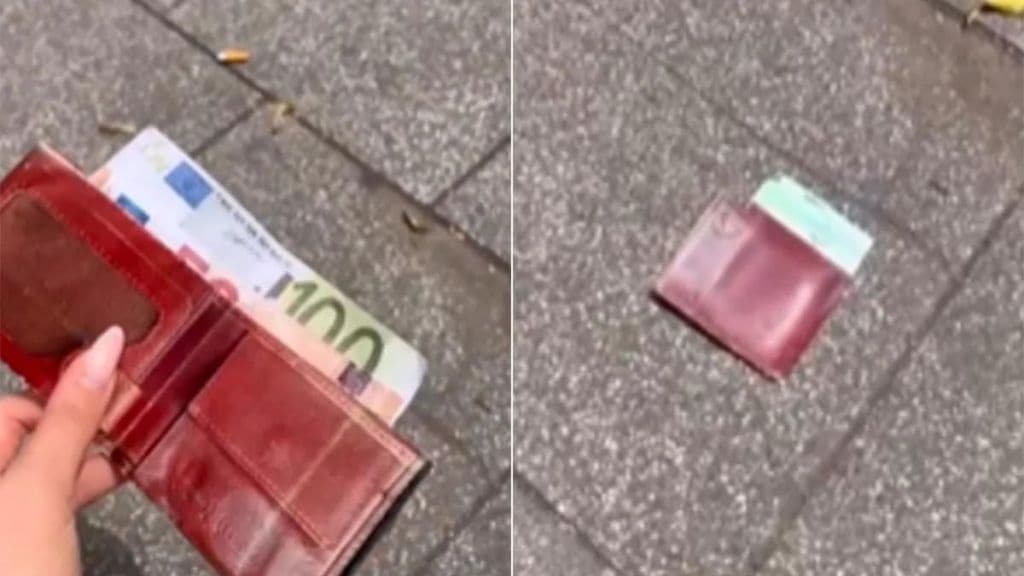 Woman thought someones lost wallet lying on the ground she took it in hand