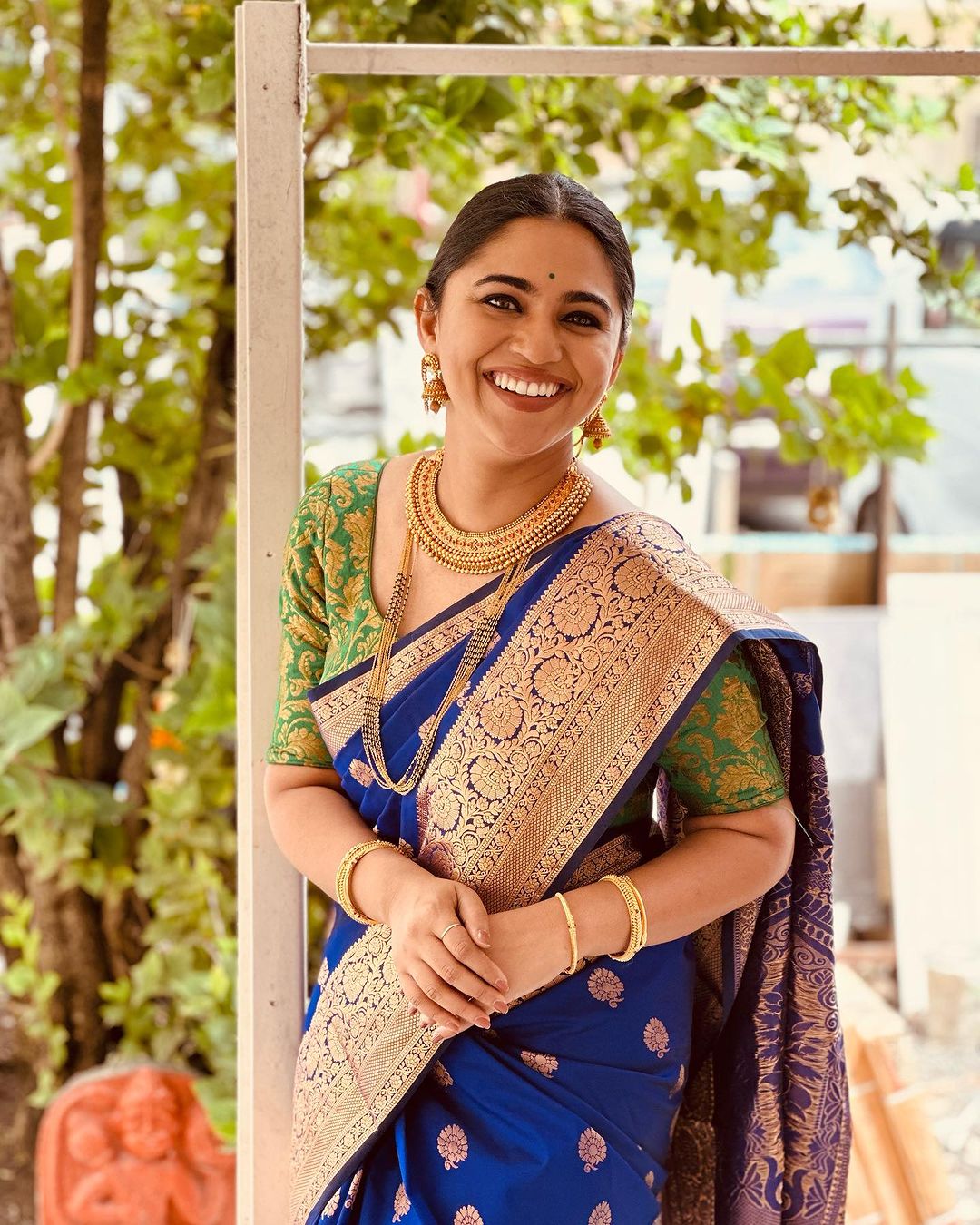 Mrunmayee Deshpande Rao Blue Saree