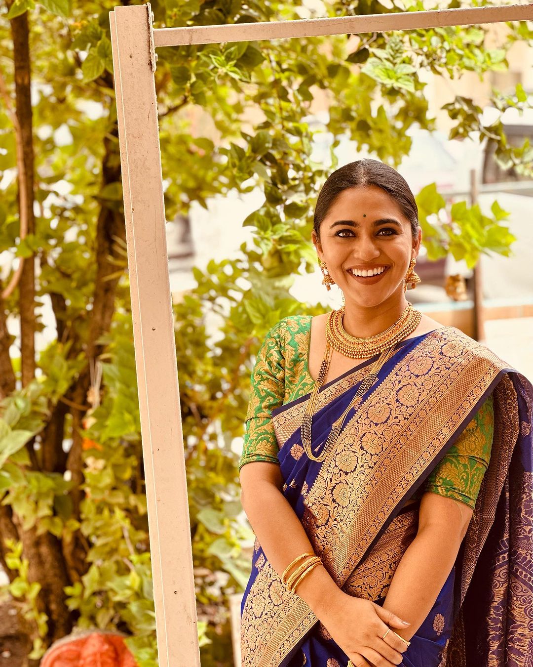 Mrunmayee Deshpande Rao Blue Saree