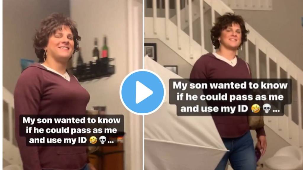 A boy dresses up as a woman to look like his mother