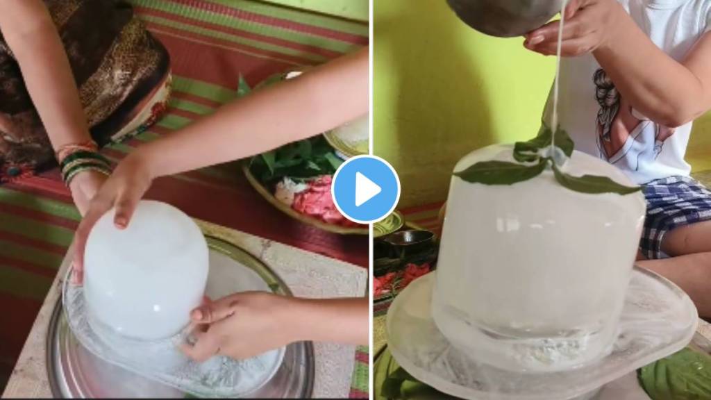 Girl made a unique Shivling use of an ice video viral on social media