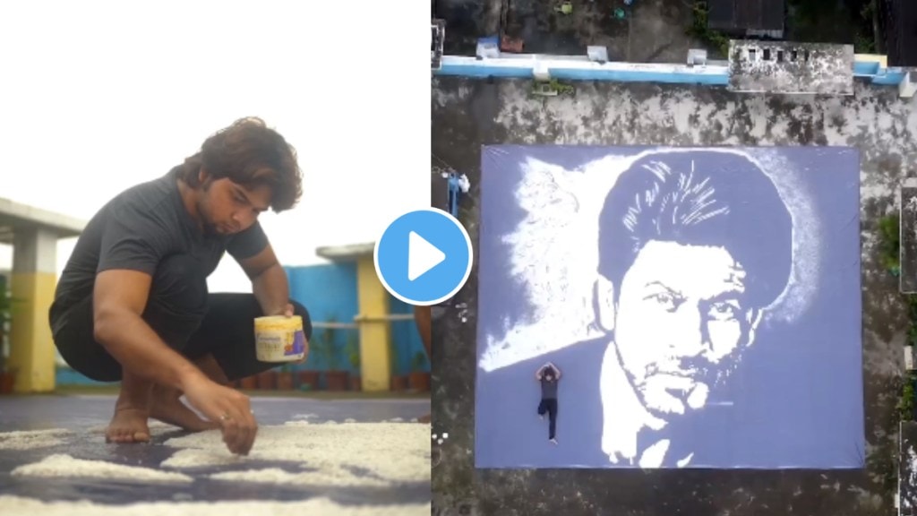 In viaral video Artist create white marble stone potrait for shahrukh khan