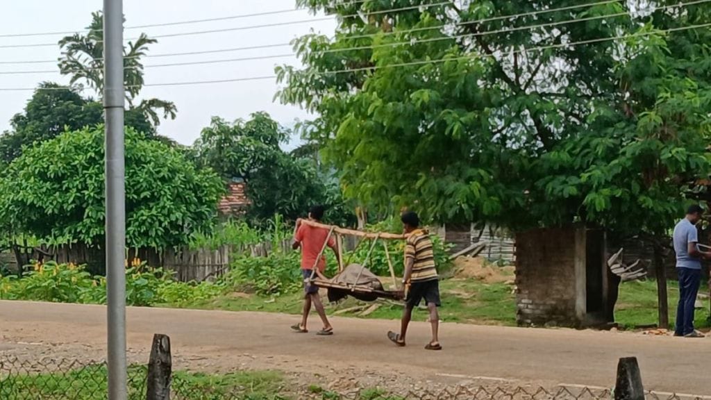 Patients carried from beds to hospita