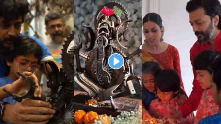 riteish and genelia deshmukh children made eco friendly ganpati idol