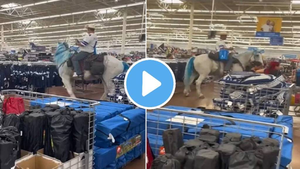 man riding a horse reached the mall for shopping funny video viral