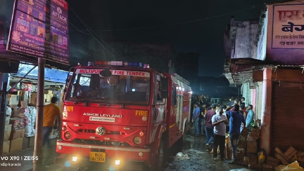 A fire broke out at a bhande warehouse in the main market of Gondia