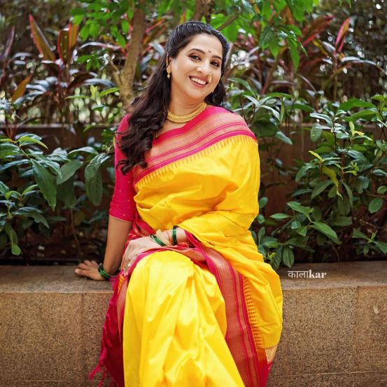 Madhurani Gokhale Prabhulkar Yellow Saree