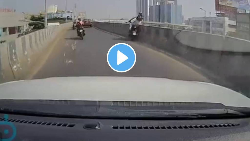 Accident cctv live video of accident surfaced in surat drivers life saved because of helmet