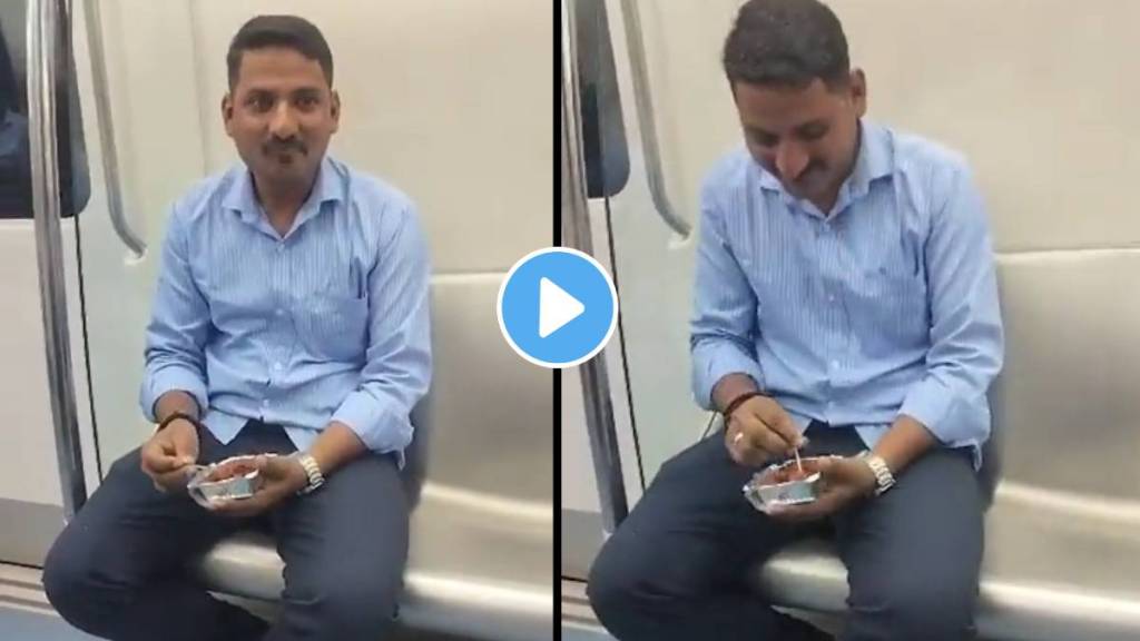 person eating manchurian in Metro Bangalore metro has taken action against him