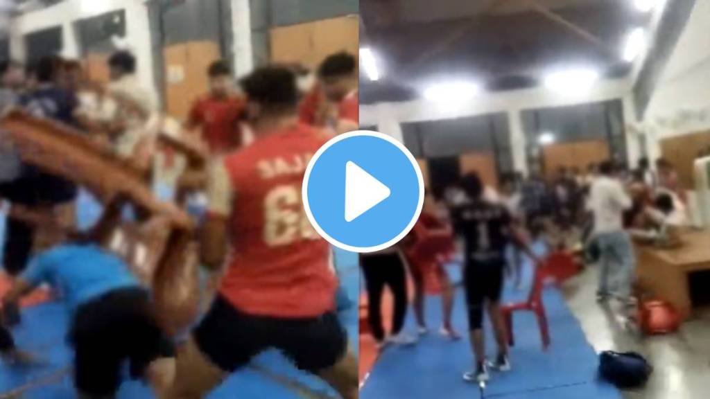 iit kanpur fest turn wild kabaddi players throw chairs viral video kabaddi players fight video