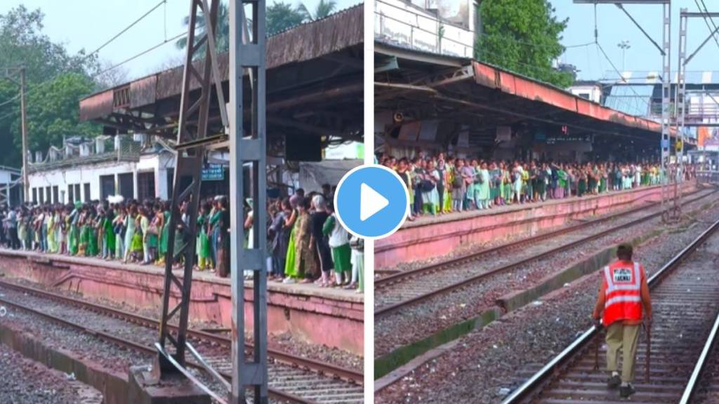 In the viral video Virar station is seen bustling with green colour