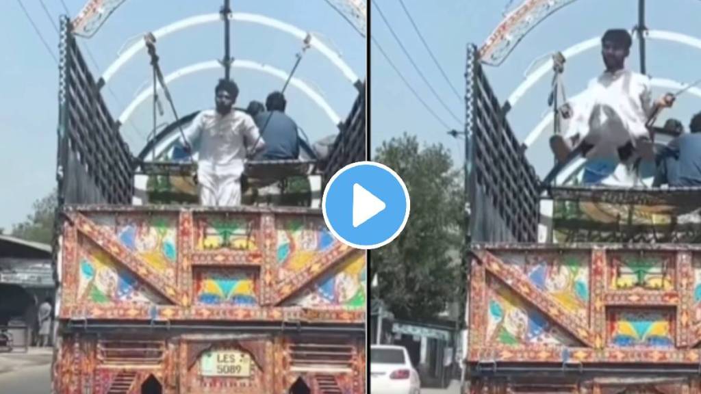 Viral Video Of Man Swinging In A Truck Made Swing In Open Air Truck Know In Marathi