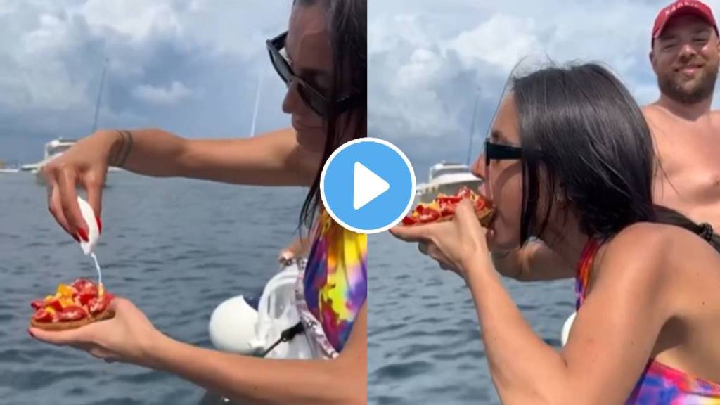 Girl eat cheese bread with sea water while travelling video viral on social media