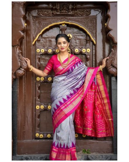 Sayali Sanjeev Grey Saree Navratri 2023