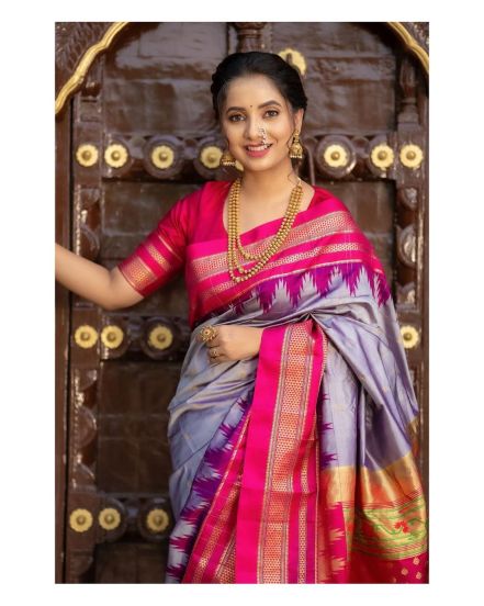 Sayali Sanjeev Grey Saree Navratri 2023