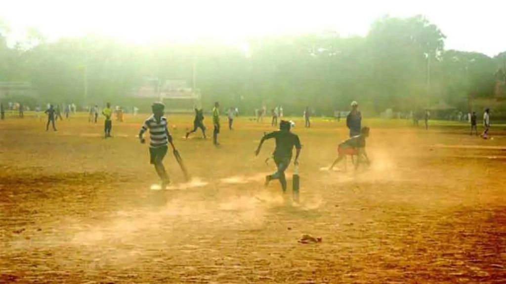 Water spraying in Shivaji Park ground for dust settlement