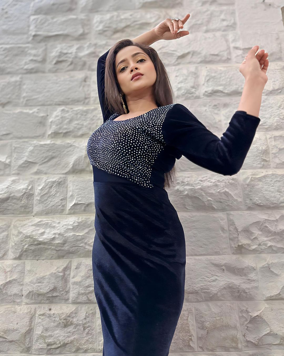 Shivali Parab Black Velvet Dress