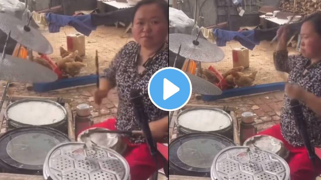 woman makes jugaad drum out of steel waste gives heartwinning performance watch video viral