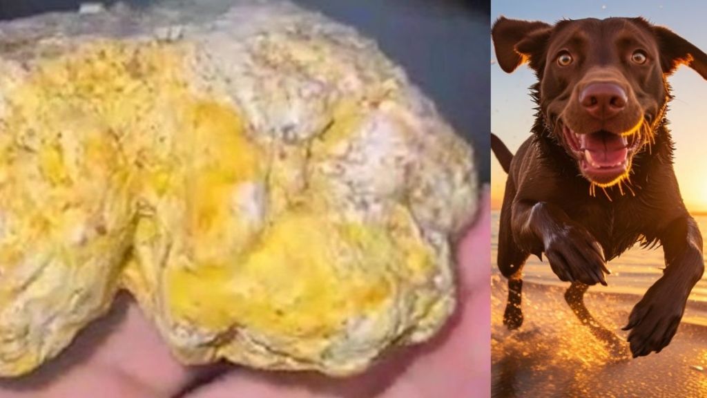 fisherman shocked as dog finds whale vomit found on beach