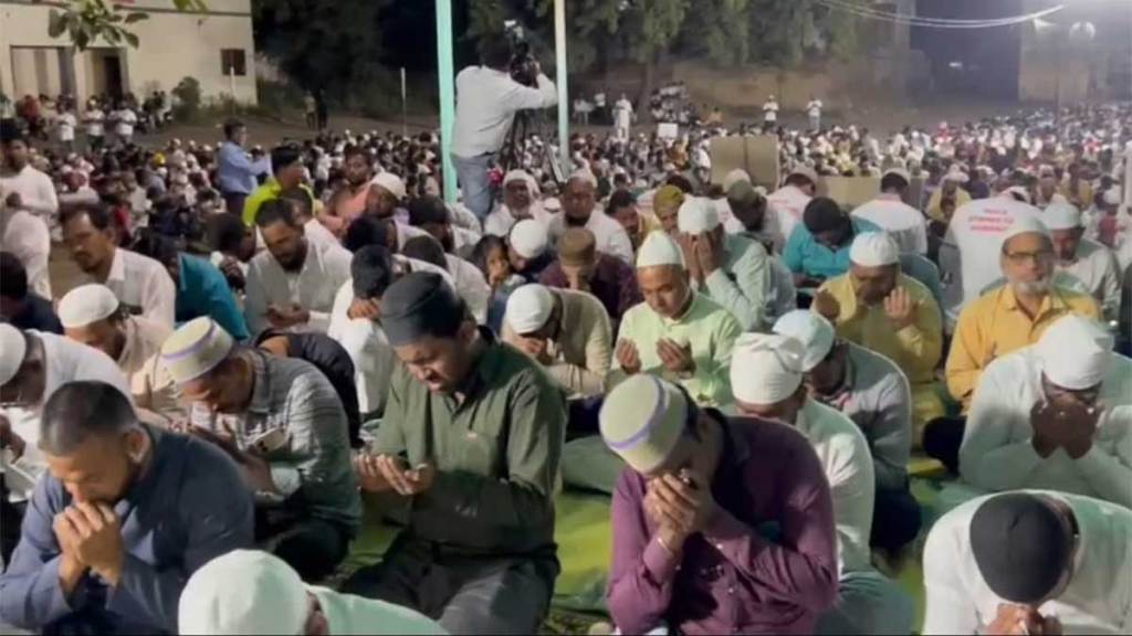 muslims gather for collective prayer after namaaz for protection of palestinian civilian