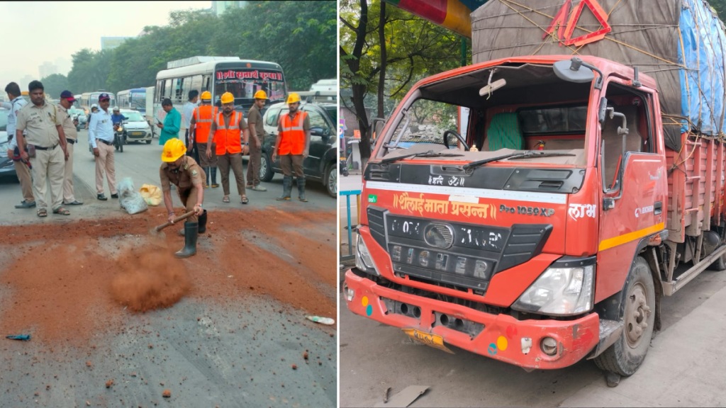 Traffic jam Eastern Expressway truck accident majiwada thane