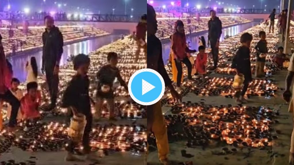 Ayodhya Deepotsav Video Children Taking Oil From 22 Lakhs Diya Lighten At Ram Ki Payde Emotional Post by Akhilesh Yadav