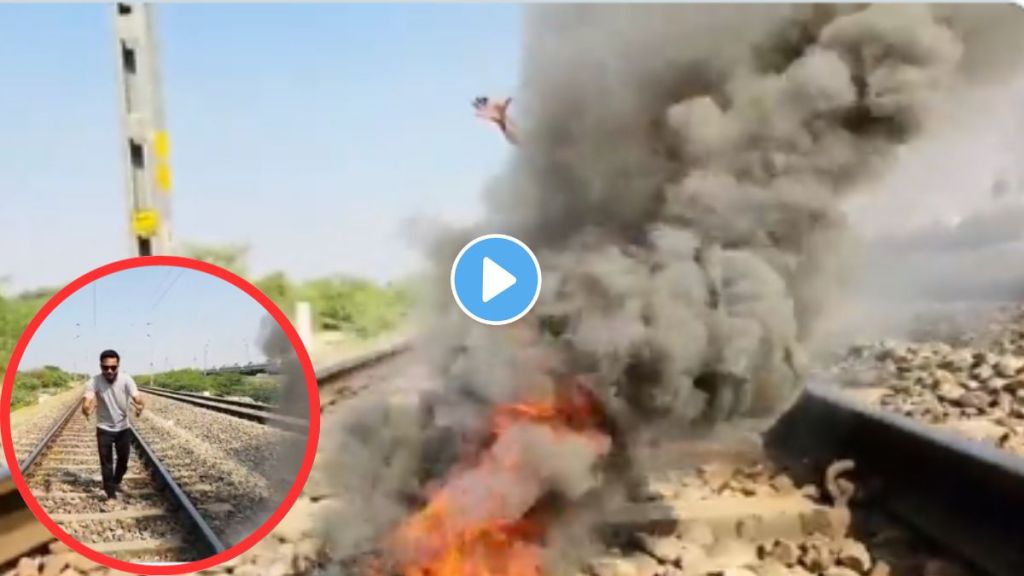 YouTuber bursting crackers on Railway Tracks