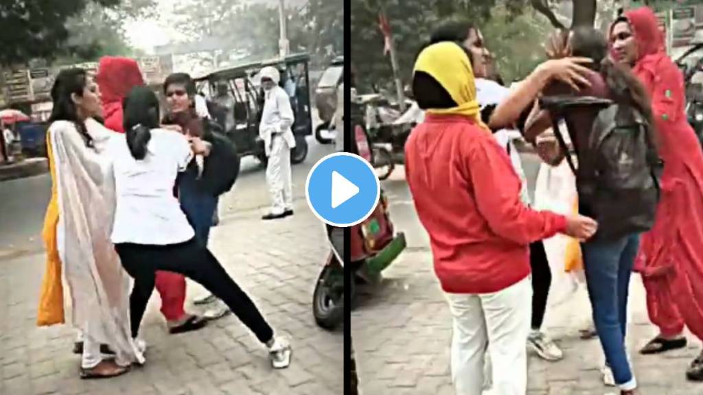 Two Girls at delhi fight Over A Guy shocking Video Viral On Social Media