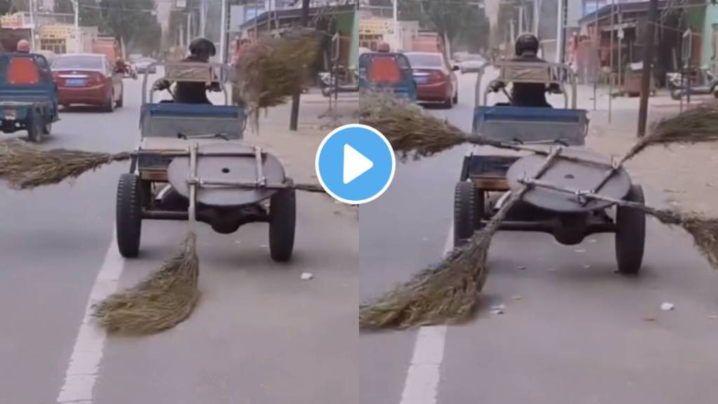 A unique technique to clean the road The car is designed like the chariot of Bhallaldev