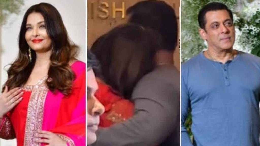 bollywood actress Aishwarya Rai bachchan and salman khan hug at manish malhotra diwali party