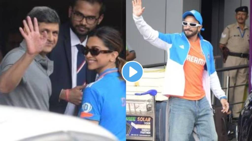 bollywood actress Deepika Padukone jets off to Ahmedabad with husband Ranveer Singh and father Prakash Padukone ahead of World Cup final, watch