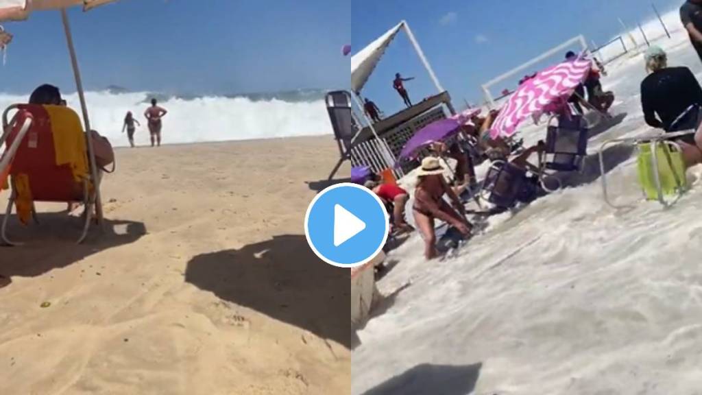 Massive freak wave comes on leblon beach in brazil shocking viral video