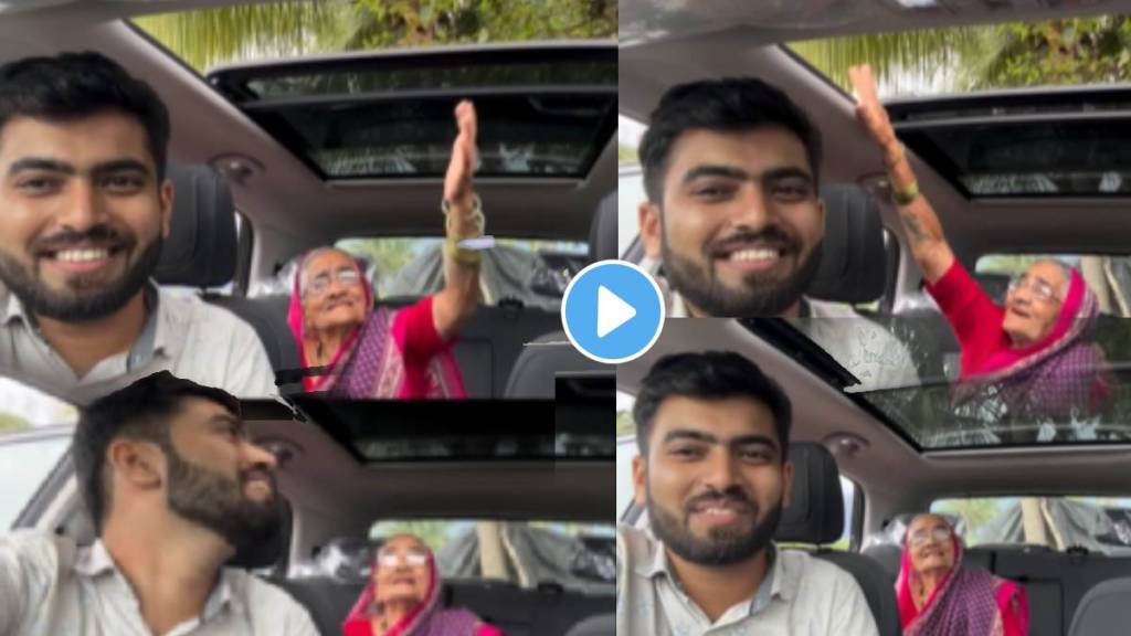 Grandson surprised Grandma to see car sunroof viral video in social media