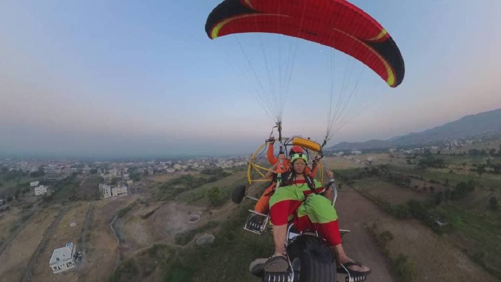 Supriya Sule Did Paramotor Ride in Jejuri