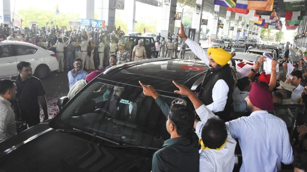 bhagwant mann in nagpur, punjab cm bhagwant mann welcomed in nagpur