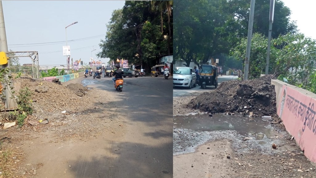 heaps of debris in dombivli, heaps of debris on thakurli bridge