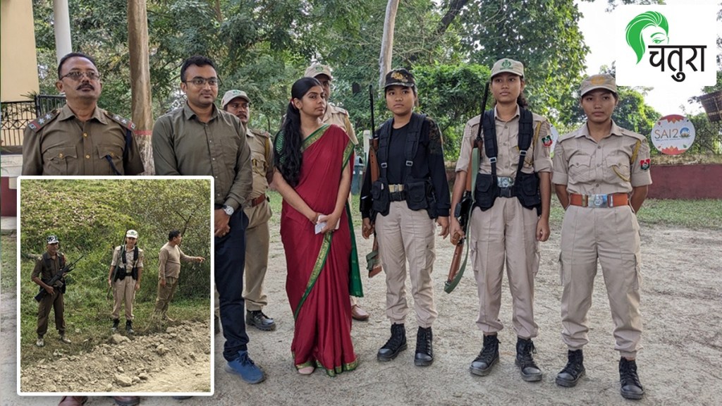 women forest guard, pobitora sanctuary, poachers,One-horned rhinoceros