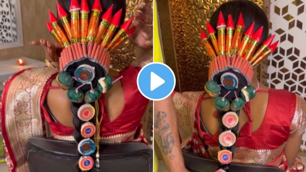 a women wear fire crackers in hair Fataka hairstyle