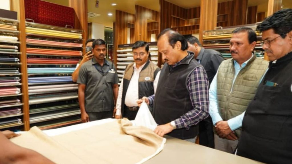 Ajit Pawar clothes shopping and discussion with enthusiastic workers