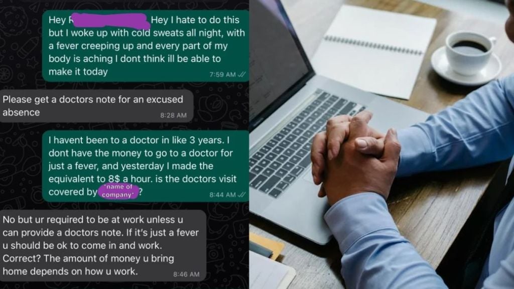 Employee quits job over sick leave