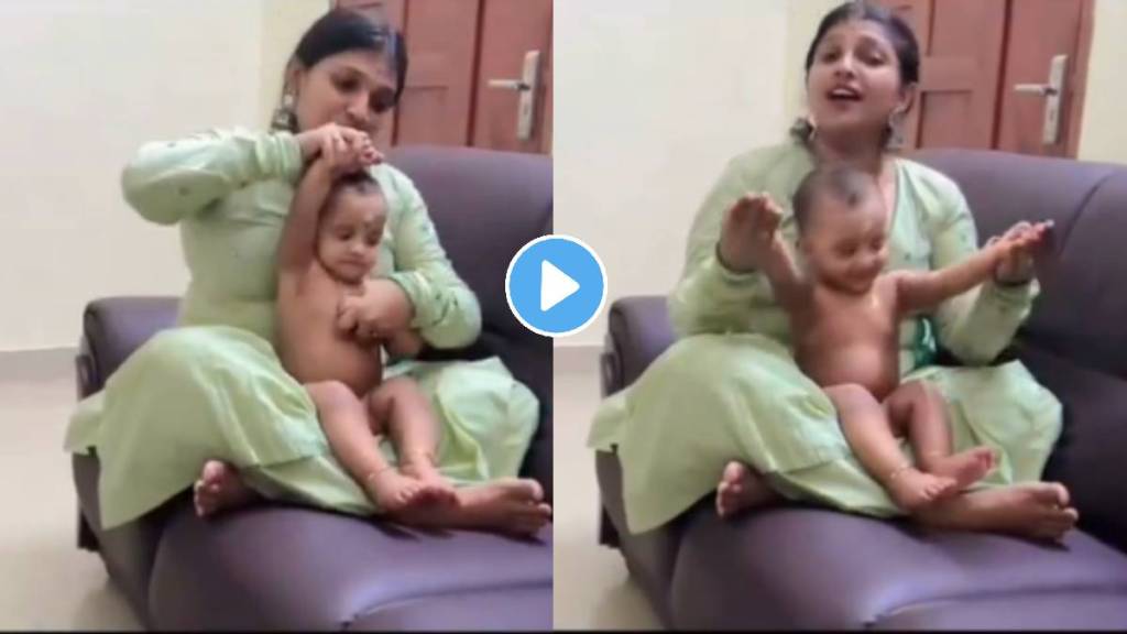 mother performed classical dance with one year old child