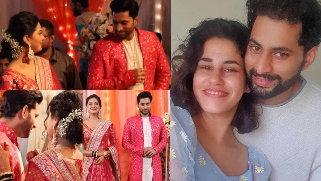 premachi goshta fame raj hanchanale wife reaction on his sangeet ceremony look