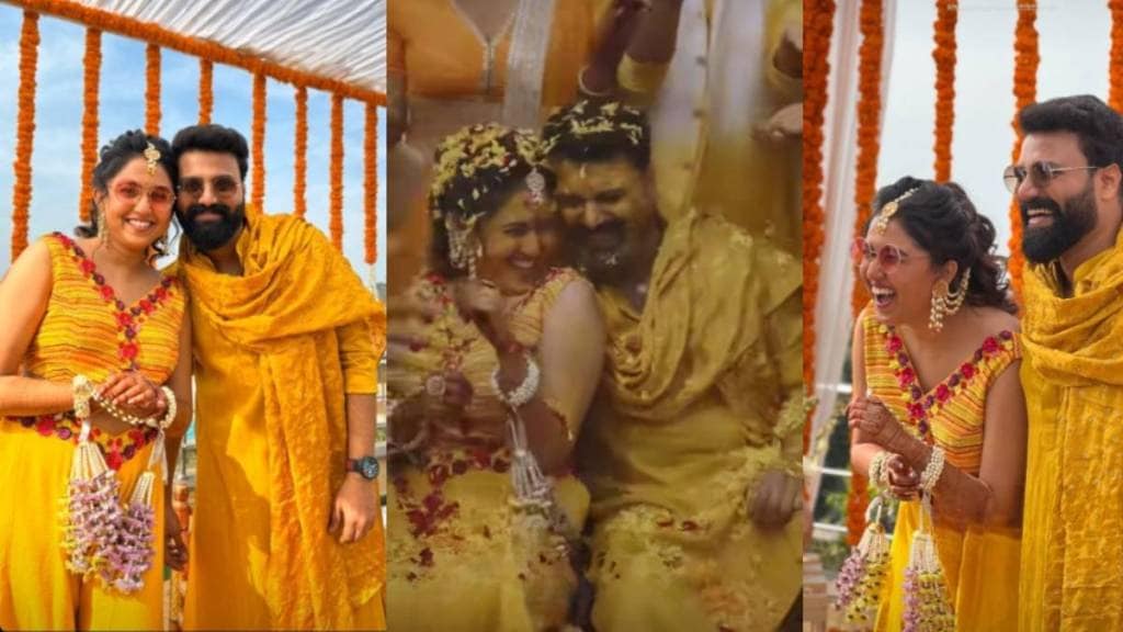 gautami deshpande and Swanand Tendulkar haldi ceremony photos viral