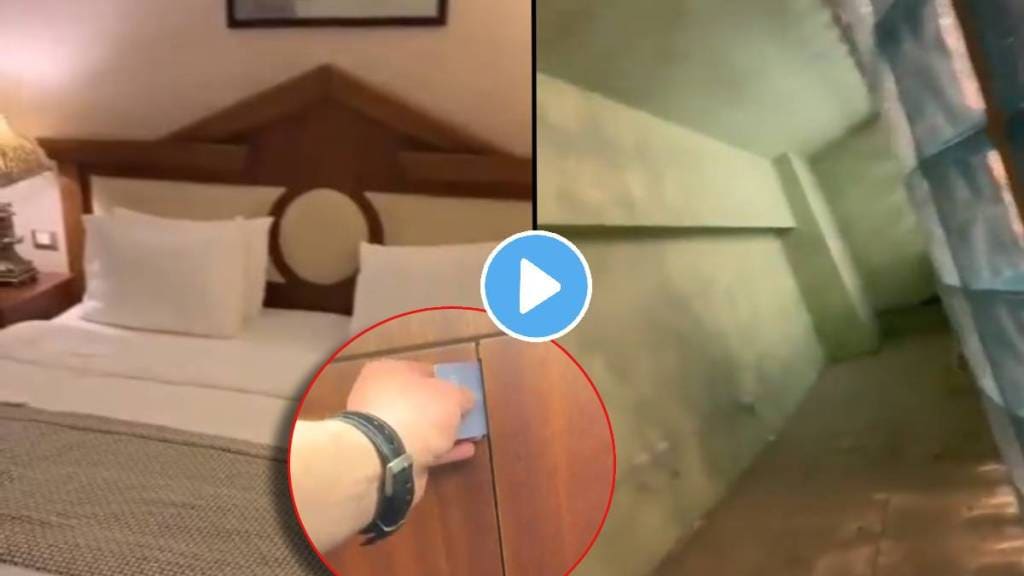 man horrified finding secret room inside hotel room wardrobe shares creepy video