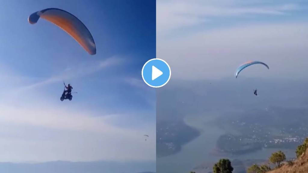 Man flies in air on paraglider with scooter video viral on social media